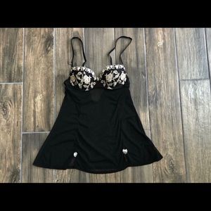 Biatta Sleepwear 34B Black Babydoll Sheer